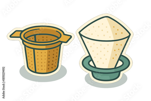 Coffee and tea brewing accessories set with filter basket and pour-over cone