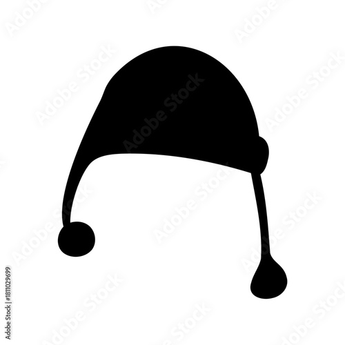 Black silhouette of a cozy winter hat with two pom-poms Vector