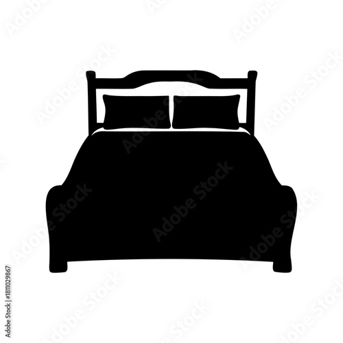 Vector icon of a classic bed with pillows and headboard Vector