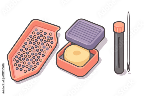 Portable travel hygiene kit including soap dish, bar soap, foot scrubber, and sewing needle case