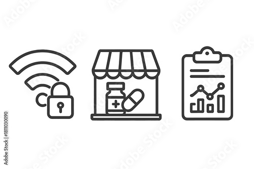 Secure wireless connection, online pharmacy store, and business data analysis report