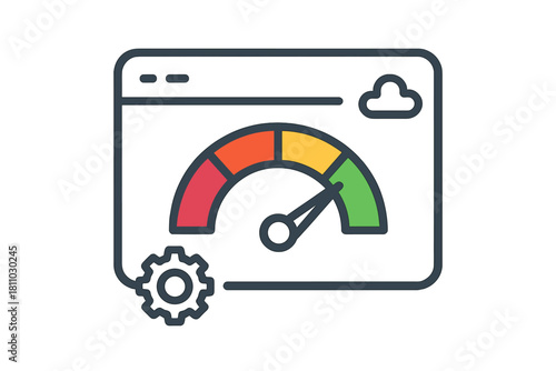 Website performance optimization gauge displayed in a browser window interface