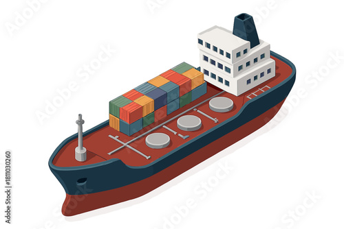 Large container ship transporting colorful cargo containers across the ocean for global logistics and trade