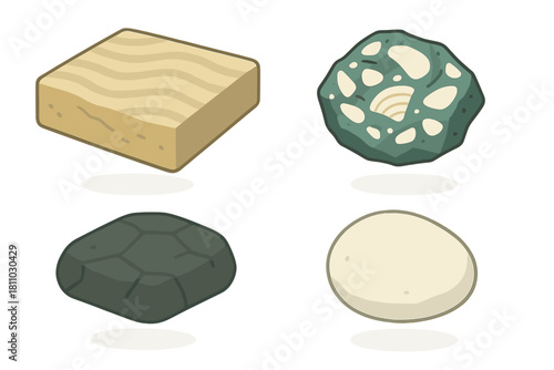 Isometric set of natural material game resource icons