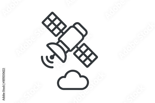 Communication satellite transmitting signal to cloud storage for global data transfer