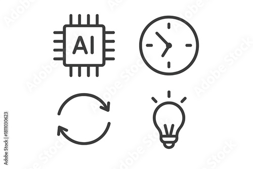 Digital processor chip with clock refresh and bright idea icons