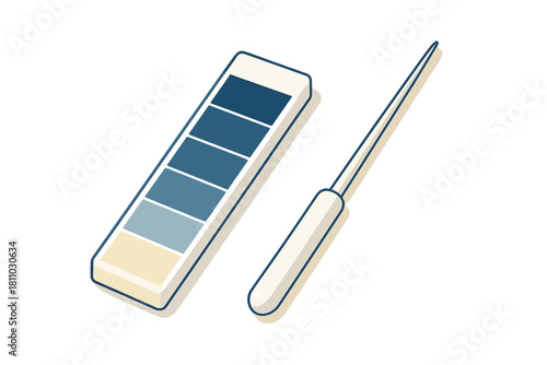 Color swatch palette displaying blue gradient tones next to a digital stylus pen