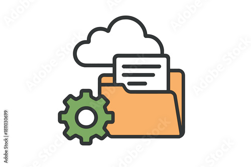 Cloud storage settings and document management concept icon