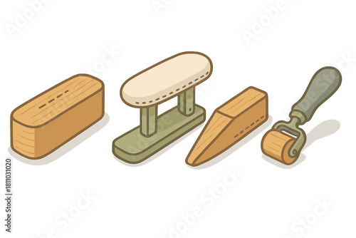 Collection of essential wooden pressing aids for professional tailoring and home sewing