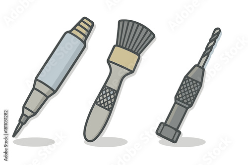 Precision repair tools set with soldering tip brush and micro drill bit