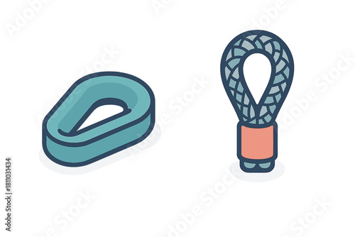 Industrial wire rope loop and thimble safety equipment components for rigging and climbing