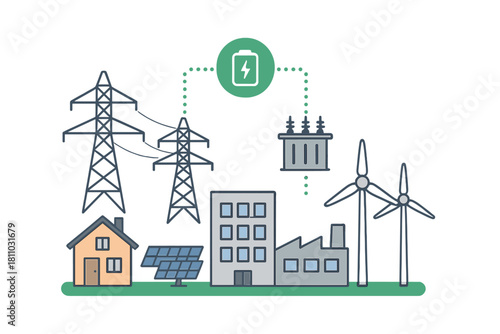 Renewable energy sources connecting to power grid and storage system