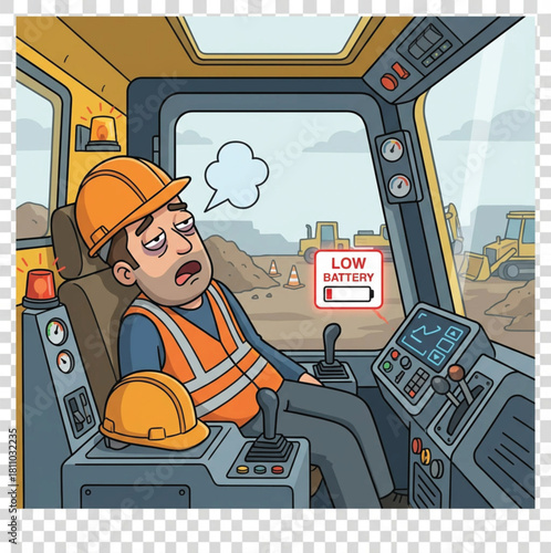 Heavy Equipment Operator Fatigue Safety Illustration