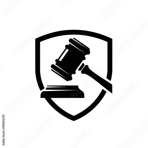 Classic Gavel Logo with Strong Lines in a Shield Emblem (2)