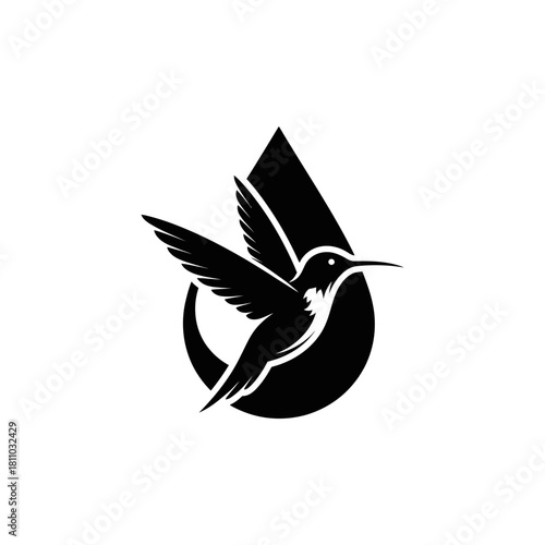 Elegant Silhouette Logo of a Soaring Hummingbird with Outstretched Wings (2)