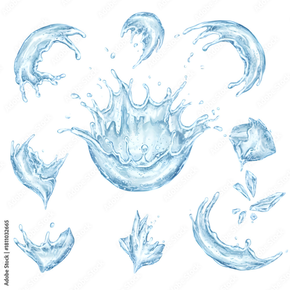 Obraz premium Dynamic Water Splash Elements Illustration
