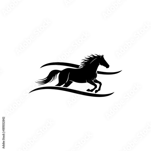 Organic Silhouette Logo of a Galloping Wild Horse: Freedom (1)