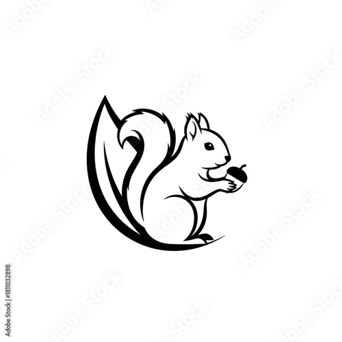 Playful Silhouette Logo of a Squirrel Holding an Acorn: Foresight (2)