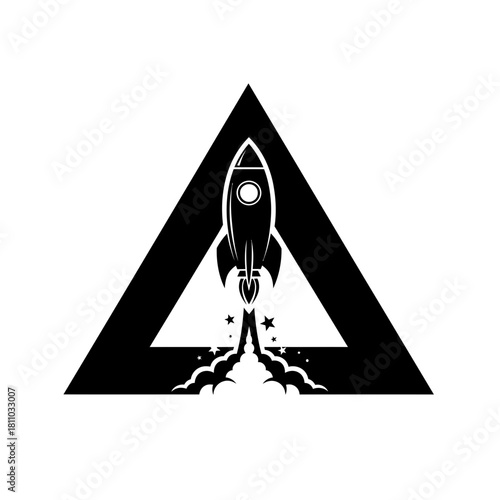Rocket Launching Logo with Bold Dynamics in an Upward Triangle (2)