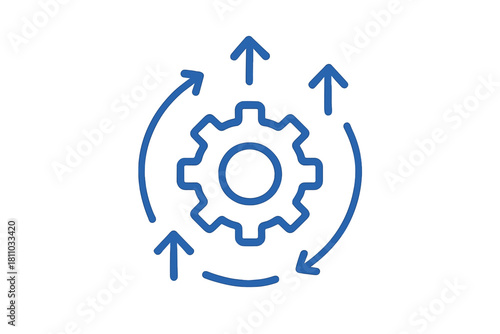 Blue line icon for continuous workflow process and system optimization
