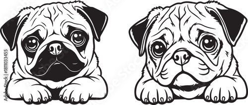 Cute Pug SVG Bundle – Adorable Dog Face Vector, Puppy Clipart for T-Shirts, Stickers, and Pet Lover Gifts