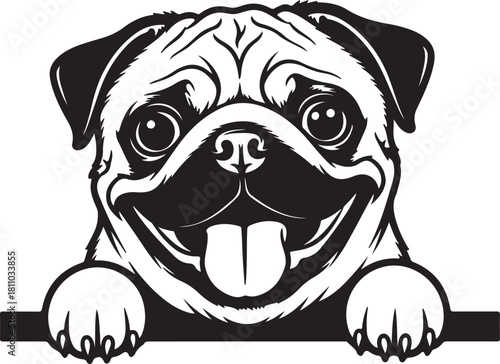 Happy Pug SVG – Cute Smiling Dog Face Vector, Funny Puppy Clipart for T-Shirts, Stickers, and Pet Lover Gifts
