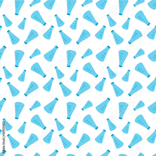 flat design of measuring cup, colored light blue with a dark brown outline, and featuring three horizontal dark brown lines on its body to indicate measurements