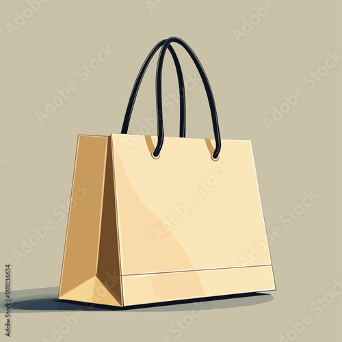 Elegant shopping bag in a luxury retail setting evokes sophistication and style , vector style simple color