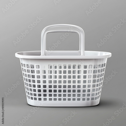 Plastic laundry basket handles isolated on transparent background modern household storage item photoreal clean product display