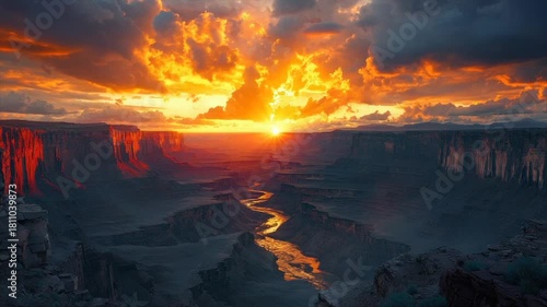 Wallpaper Mural Dramatic canyon vista at sunset. The sun's rays illuminate the landscape with brilliant colors Torontodigital.ca