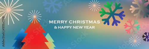 Vibrant Christmas and New Year Greetings with Festive Trees and Snowflakes for Joyful Holiday Celebrations and Seasonal Marketing Campaigns
