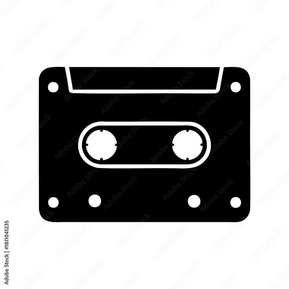 Fototapeta premium Classic audio cassette tape vector icon illustration Vector