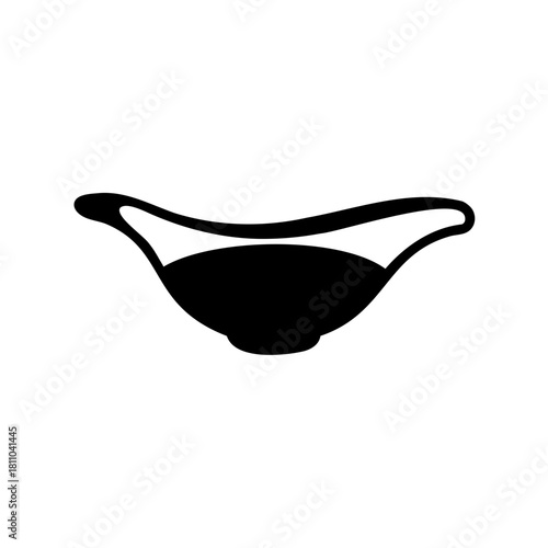 Simple black icon of a traditional gravy boat silhouette Vector