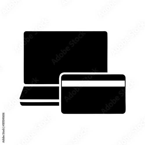 Secure online shopping and digital payment via laptop Vector