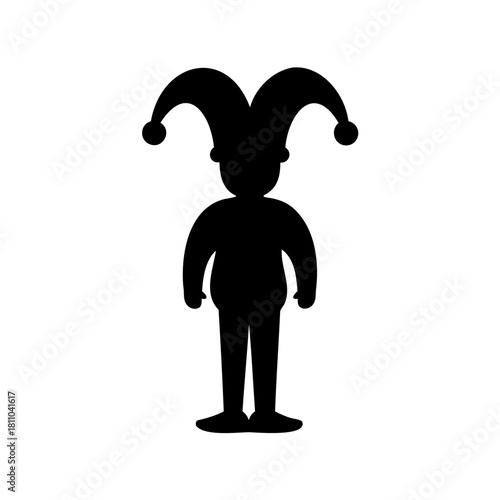 Simple jester silhouette icon, playful harlequin form Vector