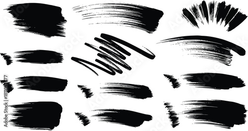 Mega bundle of different ink brush strokes:rectangle,square and round freehand drawings.Ink splatters,grungy painted lines,artistic design elements