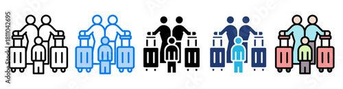 Luggage icon set multiple style collection