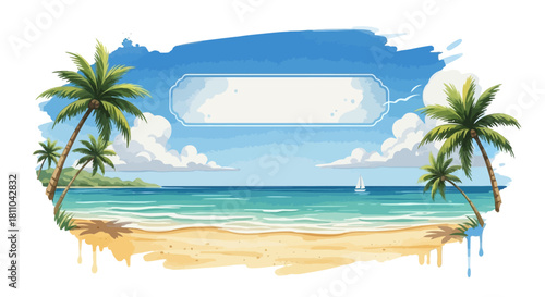 Tropical Beach With Palm Trees And Ocean