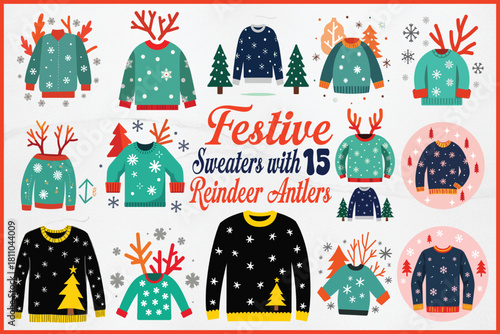 Festive sweaters and reindeer antlers for winter fun