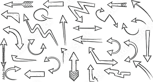 ink brush hand drawn arrows vector collection black sketch directional icons for graphic design and educational use