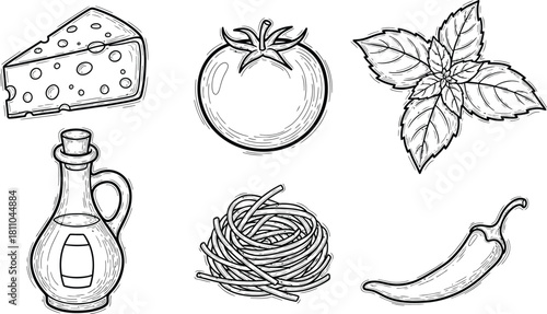 Collection of colorful hand drawn fresh delicious vegetables isolated on white background. Bundle of healthy and tasty vegan products, wholesome vegetarian food. Flat cartoon vector illustration