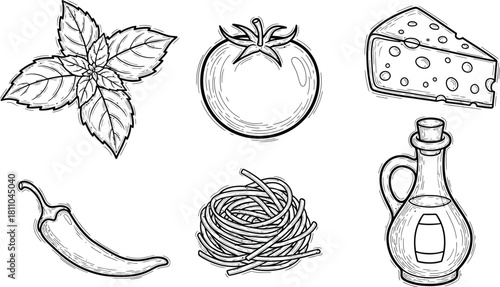 Collection of colorful hand drawn fresh delicious vegetables isolated on white background. Bundle of healthy and tasty vegan products, wholesome vegetarian food. Flat cartoon vector illustration