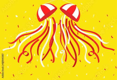 紅白のくす玉のイラスト