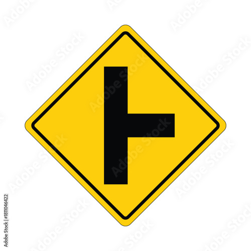 Junction With a Side Road Ahead Directional Road Sign