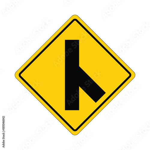 Traffic Merges Ahead Directional Road Sign