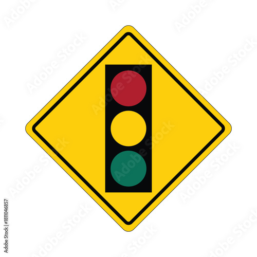 Traffic Signals Ahead Directional Road Sign