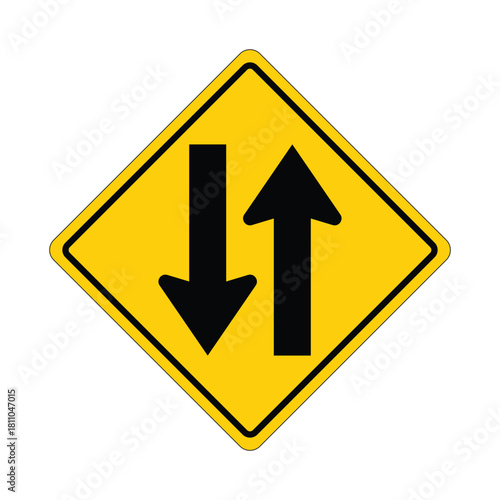 Two Way Traffic Ahead Directional Road Sign