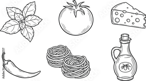 Collection of colorful hand drawn fresh delicious vegetables isolated on white background. Bundle of healthy and tasty vegan products, wholesome vegetarian food. Flat cartoon vector illustration