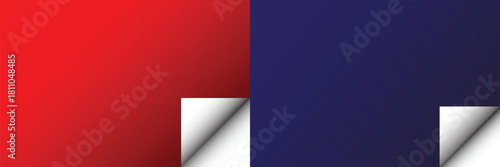 Red and Blue Gradient Squares with Curled Corners on Transparent Background