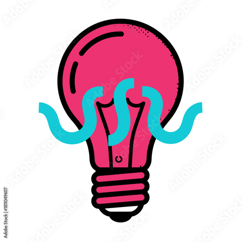 Burnout Prevention Icon, Overheated Light Bulb with Cooling Steam, Mental Exhaustion and Stress Relief Vector Symbol